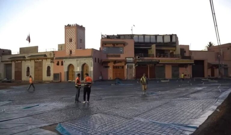 أشغال إعادة تأهيل ساحة جامع الفنا تتقدم بـ 50 في المائة